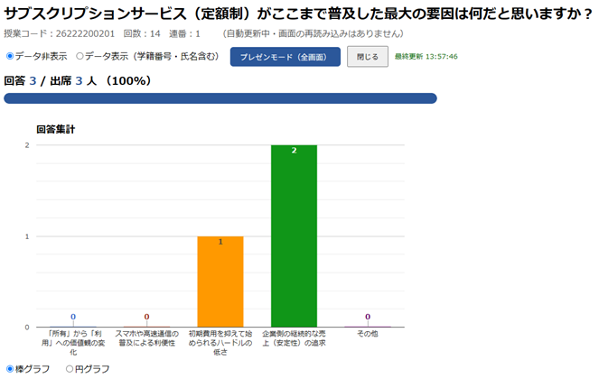 選択式の結果表示サンプル